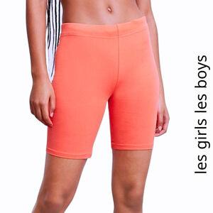 LES GIRLS LES BOYS Women's NWT 7.5" Jersey Apparel Bike Short In Hot Coral XS